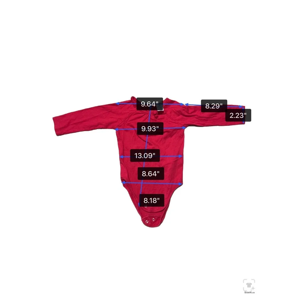 OshKosh Bgosh Baby Girls 18 M Red Long Sleeve Bow Detail Snap Bottom Bodysuit